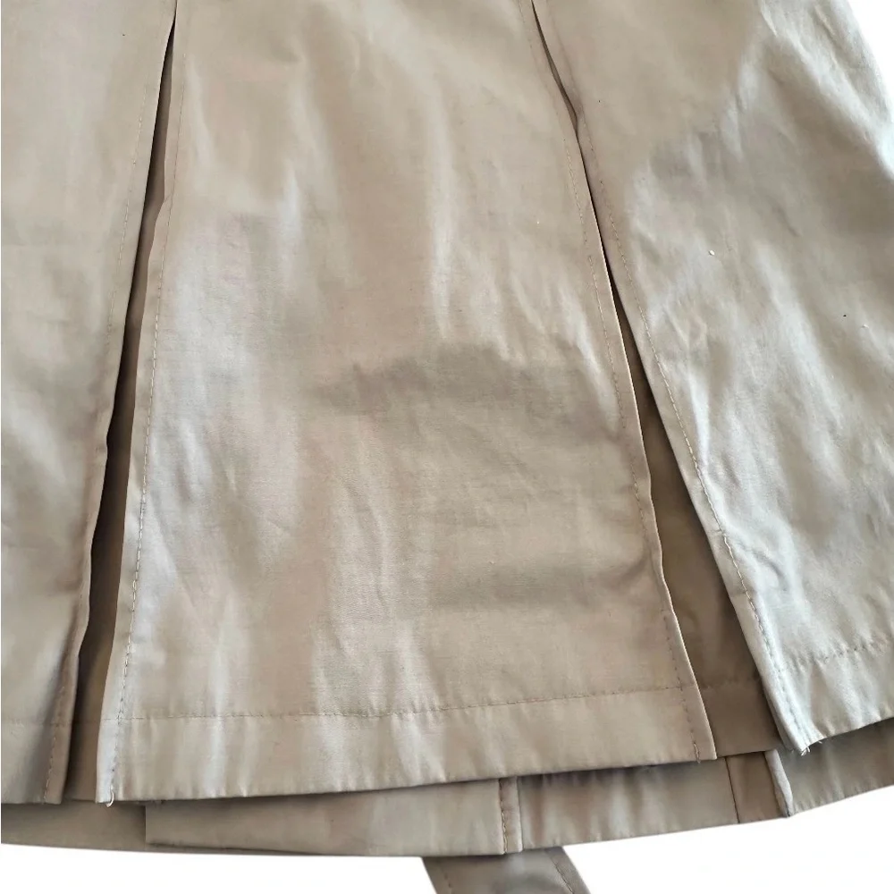 Via Spiga Tan Belted Double-Breasted Trench Coat Pleated Womens M - Picture 8 of 11